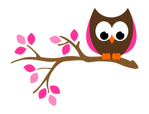 pink owl on branch